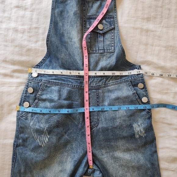ASM Collection Denim Overalls Raw Frayed Hem NWT size XS - Picture 4 of 9